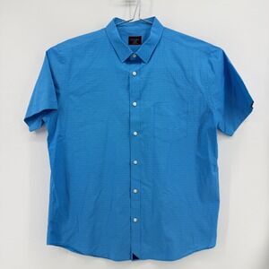 UNTUCKit Button Down Shirt Mens XL Blue Geometric Cotton Slim Fit Short Sleeve